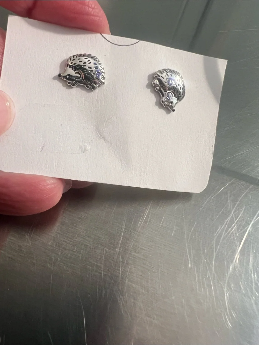 Sterling Silver Hedgehog Stud Earrings -